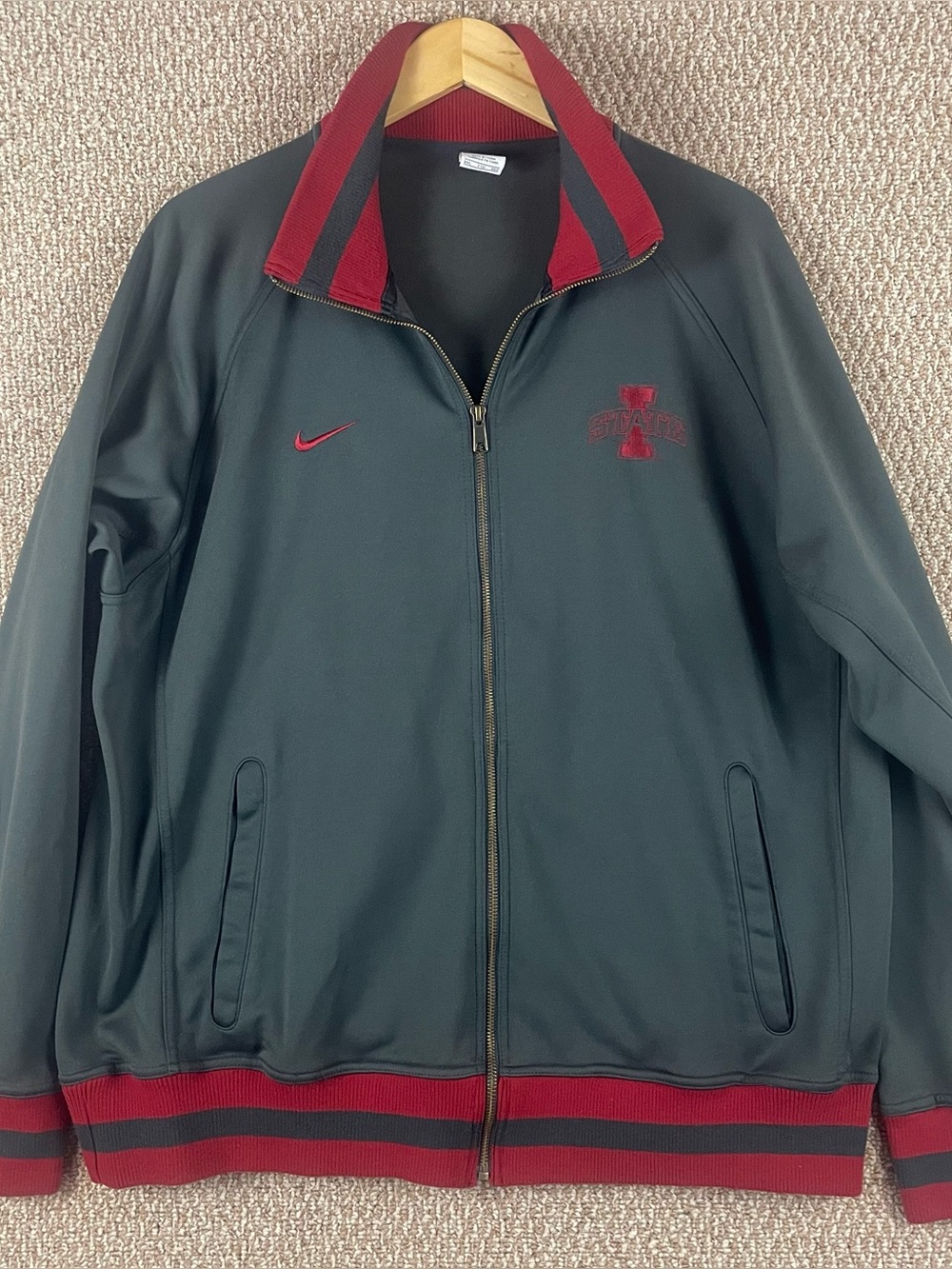 Nike Iowa State Cyclones Jacket Men's 2XL Full Zip Embroidered Gray Varsity R1